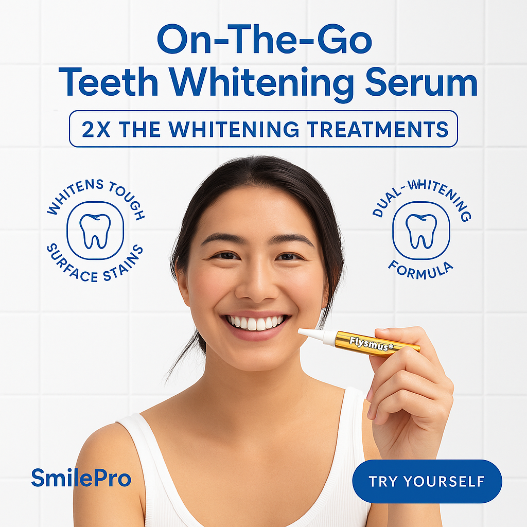 Flysmus® Extra-Strength Teeth Whitening Serum Pen + Dual-Peroxide Formula & Xylitol