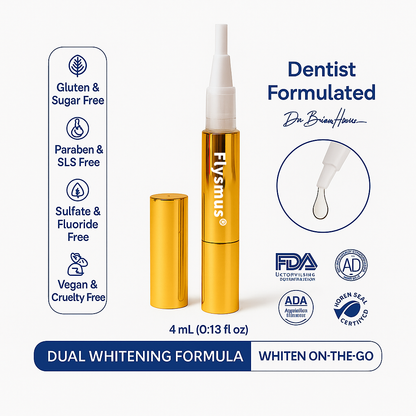 Flysmus® Extra-Strength Teeth Whitening Serum Pen + Dual-Peroxide Formula & Xylitol