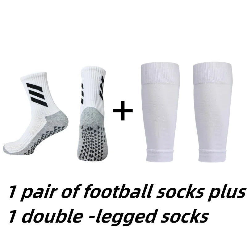 1 pair of non -slip football socks plus 1 pair of breathable football legged socks