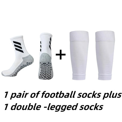 1 pair of non -slip football socks plus 1 pair of breathable football legged socks