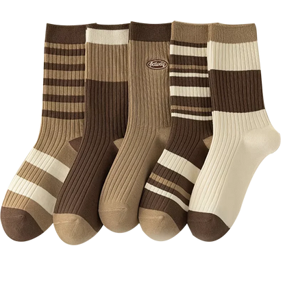 5 /10 Pairs Lot Socks for Women Ruffle Middle Tube Ankle Short Breathable Black White Set Spring Autumn