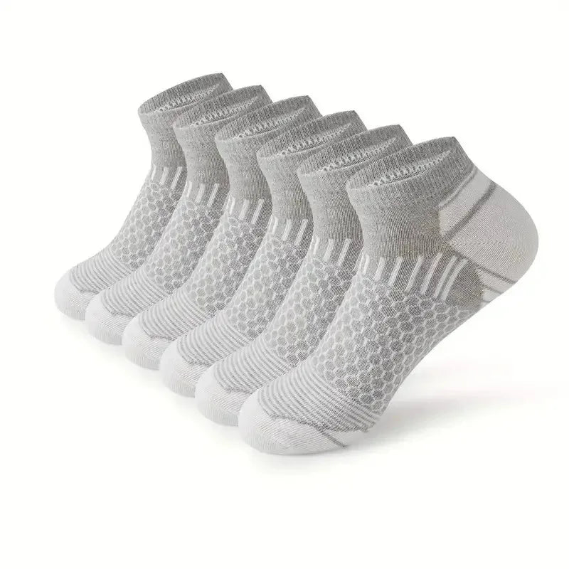 6 Pairs Mens Short Sports Socks Four Season For Running Breathable Casual Soft Comfortable Polyester Sports Socks
