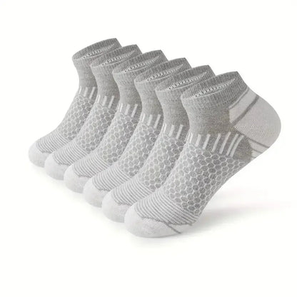 6 Pairs Mens Short Sports Socks Four Season For Running Breathable Casual Soft Comfortable Polyester Sports Socks