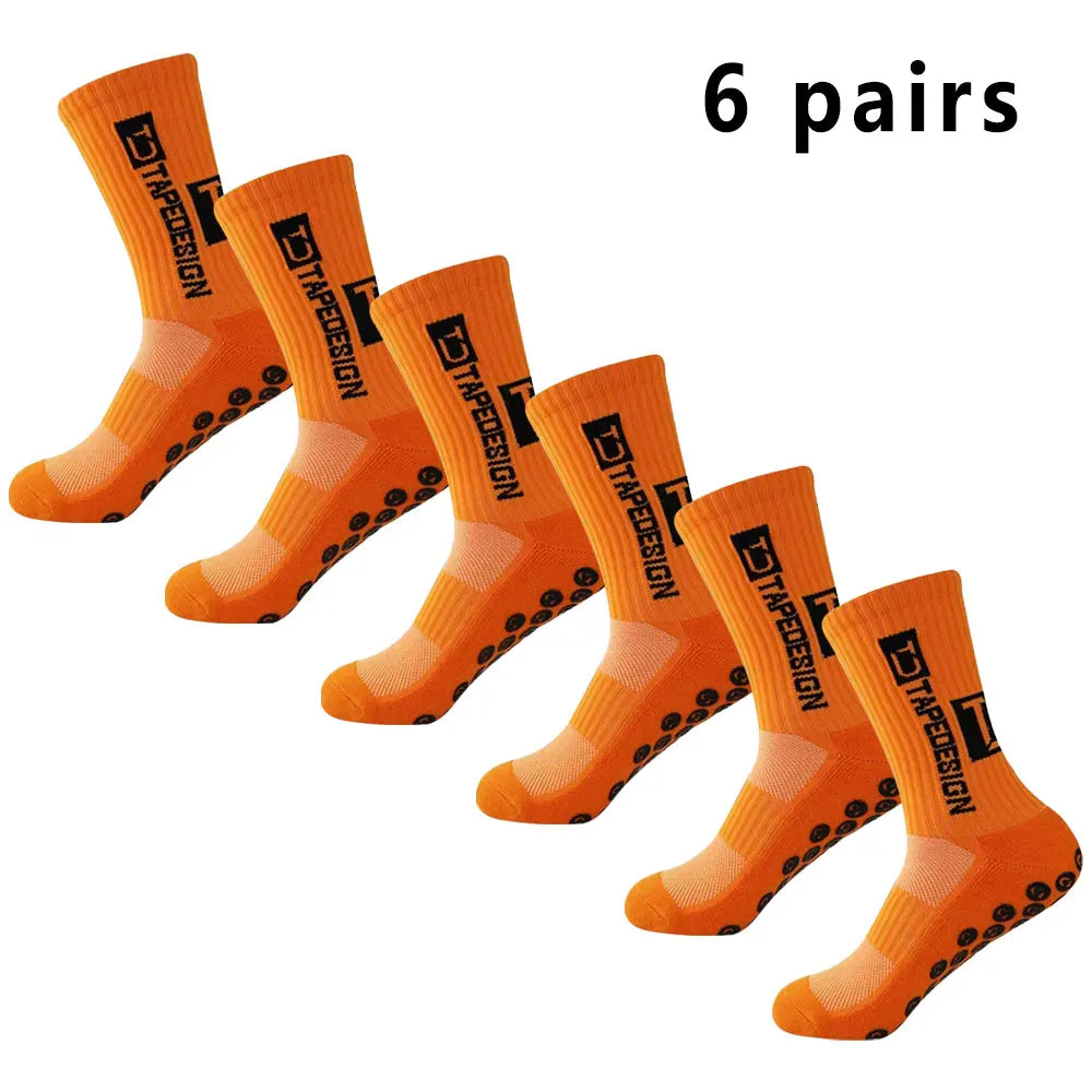 6 pairs of football socks sports socks men's mid-calf socks silicone non-slip dot socks basketball yoga socks