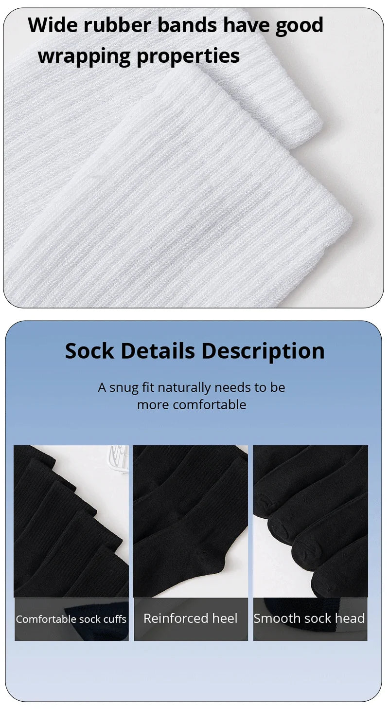 6/12 Pairs Middle Tube Socks For Men And Women Solid Colour In White and Black Fashion Sweat Absorption Breathable and Casual
