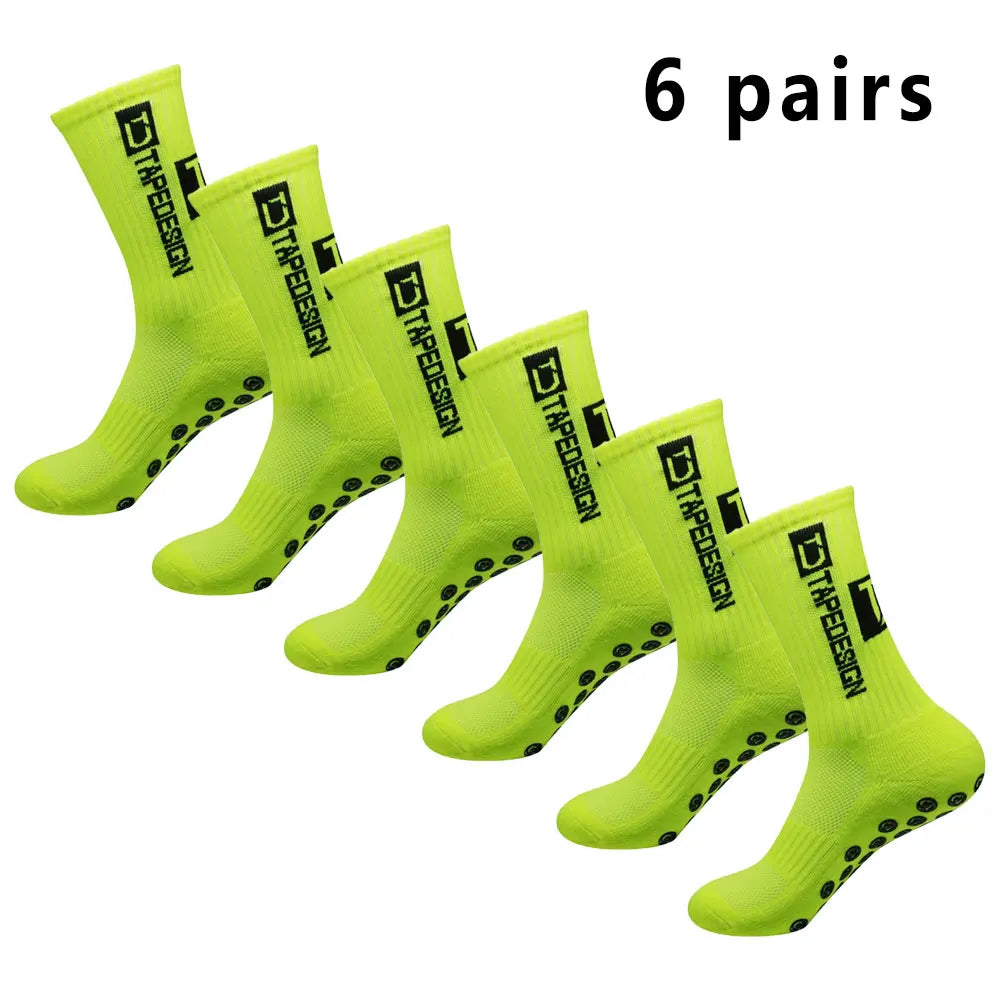 6 pairs of football socks sports socks men's mid-calf socks silicone non-slip dot socks basketball yoga socks