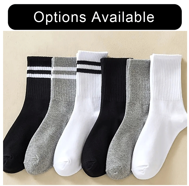 6 Pairs Women's Mid Socks Solid Color Breathable Comfortable In Autumn Winter Sweat Absorbing High-Quality Casual Socks Sports
