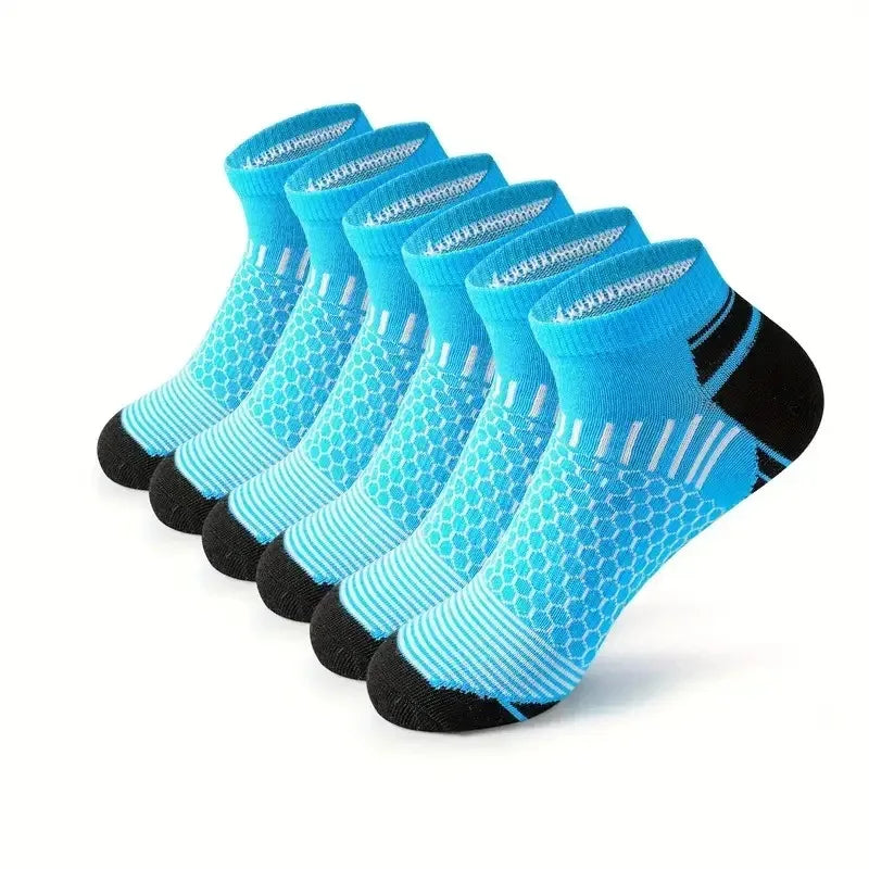 6 Pairs Mens Short Sports Socks Four Season For Running Breathable Casual Soft Comfortable Polyester Sports Socks