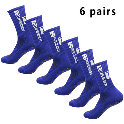6 pairs of football socks sports socks men's mid-calf socks silicone non-slip dot socks basketball yoga socks