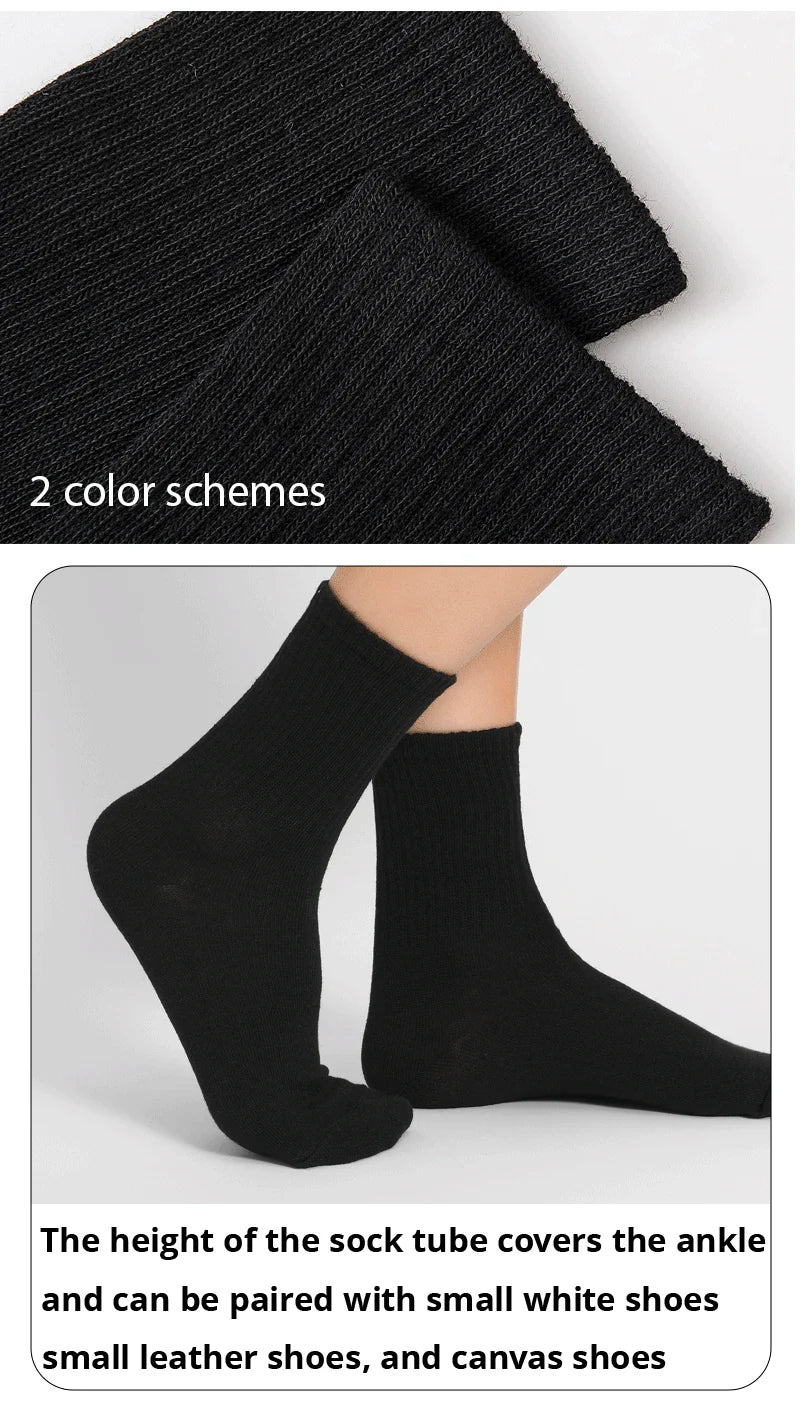 6/12 Pairs Middle Tube Socks For Men And Women Solid Colour In White and Black Fashion Sweat Absorption Breathable and Casual