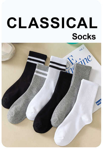 6 Pairs Women's Mid Socks Solid Color Breathable Comfortable In Autumn Winter Sweat Absorbing High-Quality Casual Socks Sports