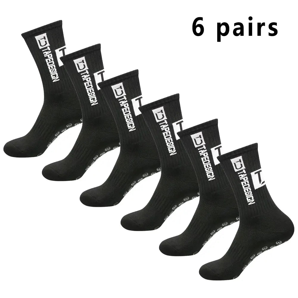 6 pairs of football socks sports socks men's mid-calf socks silicone non-slip dot socks basketball yoga socks