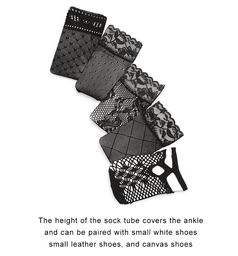 5/10/20 Pairs Vintage Lace Women Socks Summer Mesh Elastic Transparent Ankle Socks Lolita Women Versatile Fishing Net Black Sock