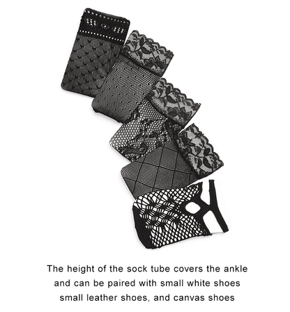 5/10/20 Pairs Vintage Lace Women Socks Summer Mesh Elastic Transparent Ankle Socks Lolita Women Versatile Fishing Net Black Sock