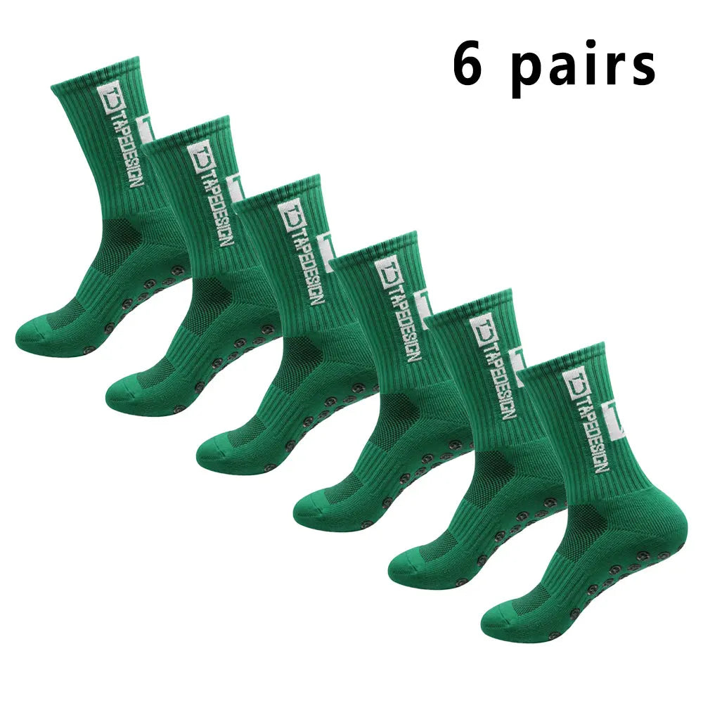 6 pairs of football socks sports socks men's mid-calf socks silicone non-slip dot socks basketball yoga socks