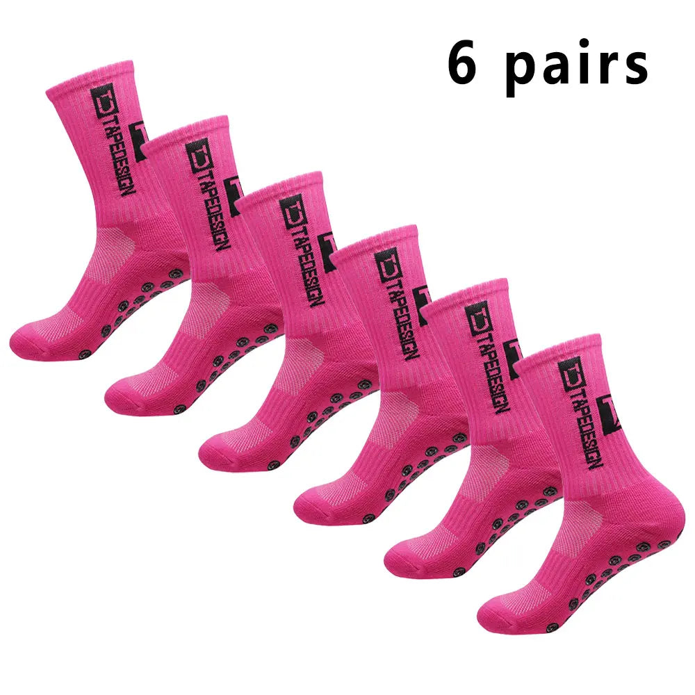 6 pairs of football socks sports socks men's mid-calf socks silicone non-slip dot socks basketball yoga socks