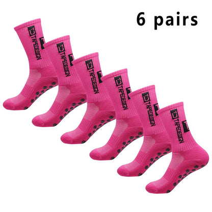 6 pairs of football socks sports socks men's mid-calf socks silicone non-slip dot socks basketball yoga socks