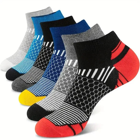 6 Pairs Mens Short Sports Socks Four Season For Running Breathable Casual Soft Comfortable Polyester Sports Socks