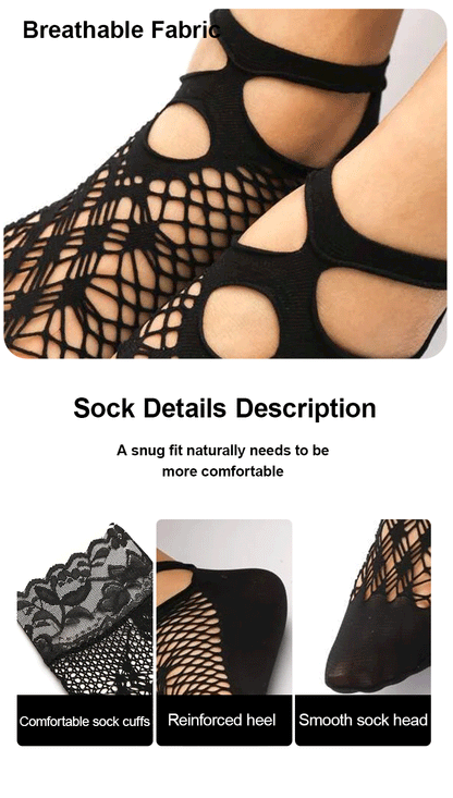 5/10/20 Pairs Vintage Lace Women Socks Summer Mesh Elastic Transparent Ankle Socks Lolita Women Versatile Fishing Net Black Sock