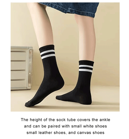 6 Pairs Women's Mid Socks Solid Color Breathable Comfortable In Autumn Winter Sweat Absorbing High-Quality Casual Socks Sports