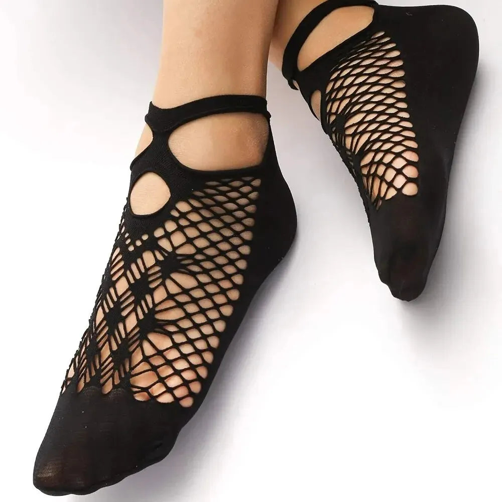 5/10/20 Pairs Vintage Lace Women Socks Summer Mesh Elastic Transparent Ankle Socks Lolita Women Versatile Fishing Net Black Sock