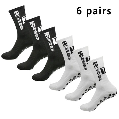 6 pairs of football socks sports socks men's mid-calf socks silicone non-slip dot socks basketball yoga socks