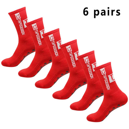 6 pairs of football socks sports socks men's mid-calf socks silicone non-slip dot socks basketball yoga socks