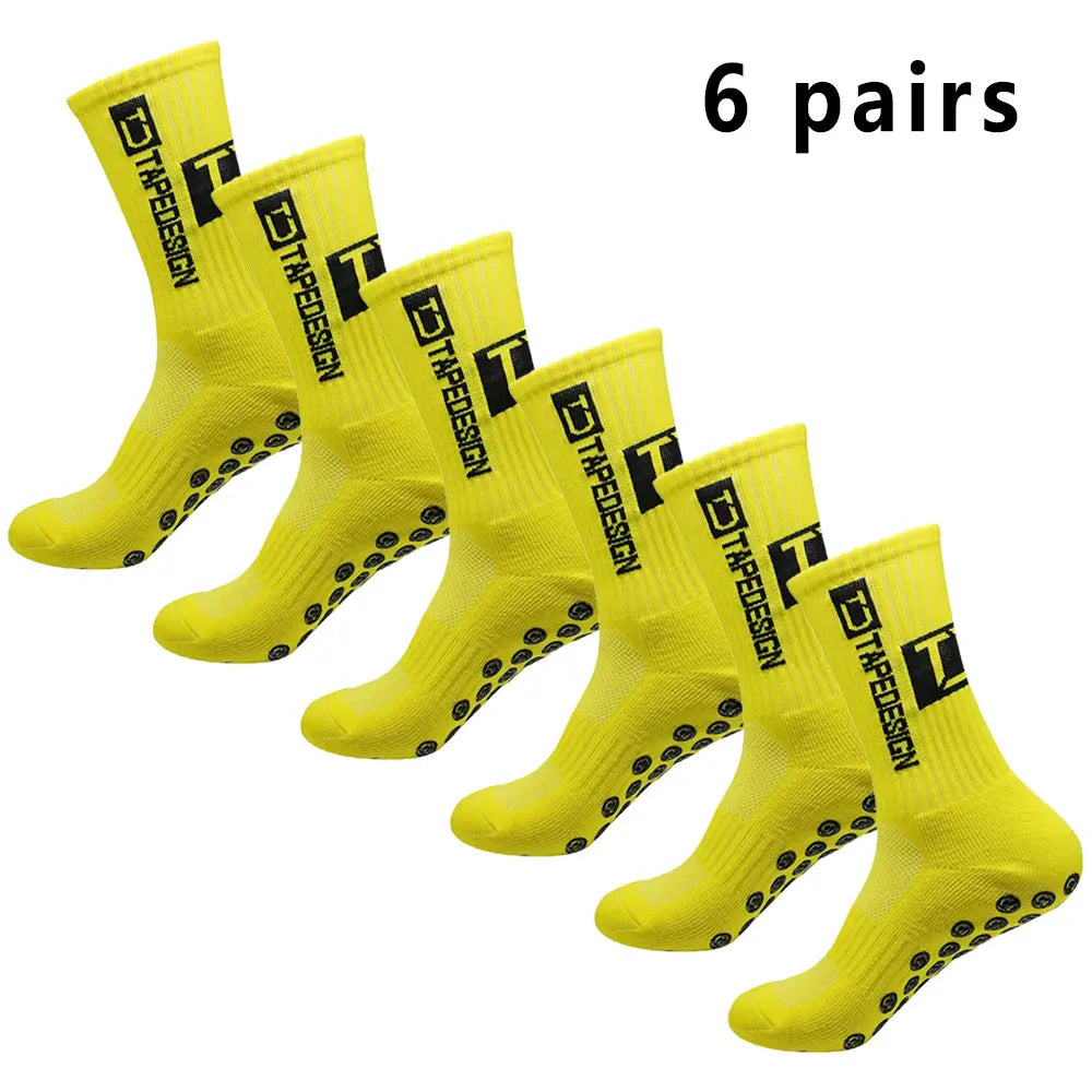 6 pairs of football socks sports socks men's mid-calf socks silicone non-slip dot socks basketball yoga socks