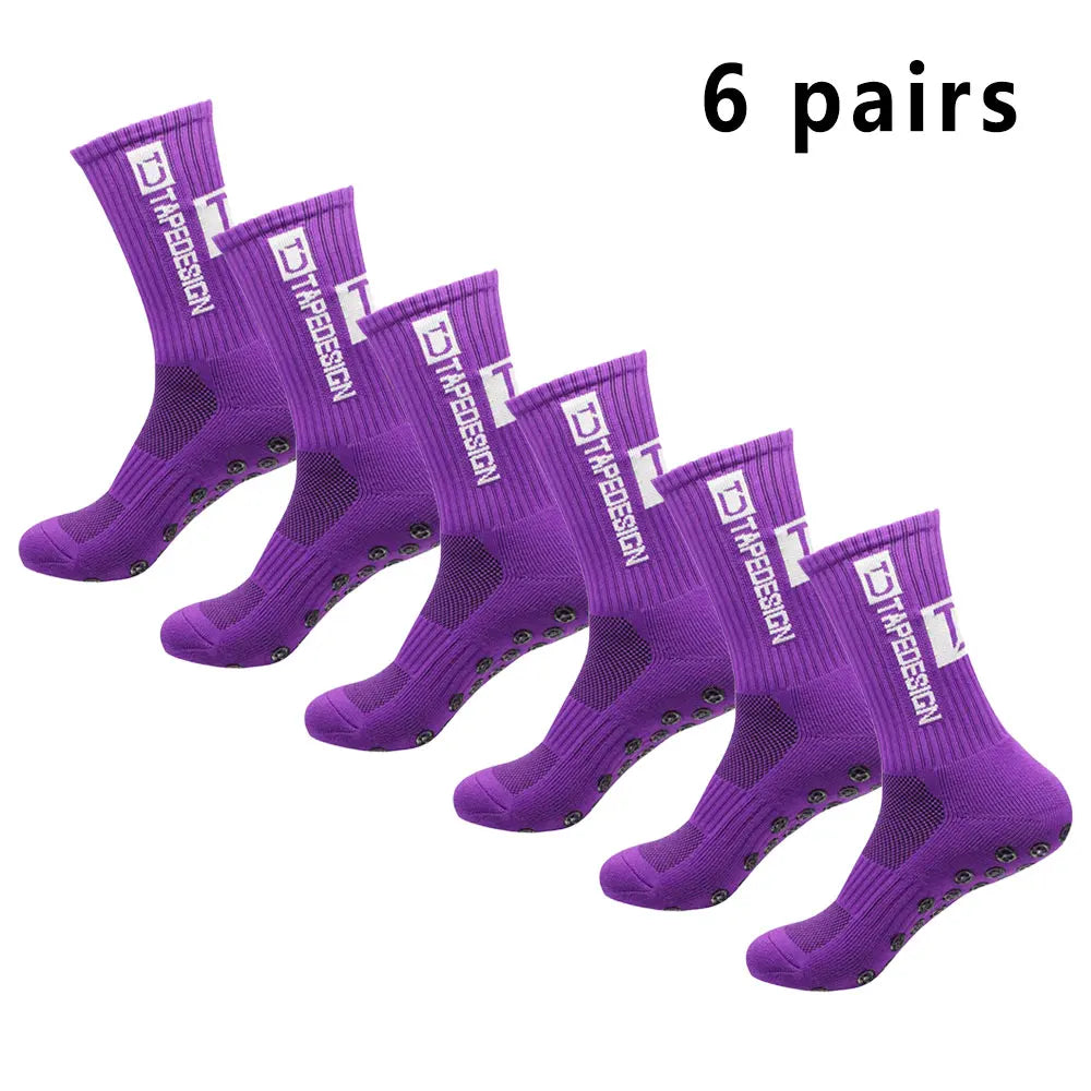6 pairs of football socks sports socks men's mid-calf socks silicone non-slip dot socks basketball yoga socks