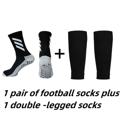 1 pair of non -slip football socks plus 1 pair of breathable football legged socks