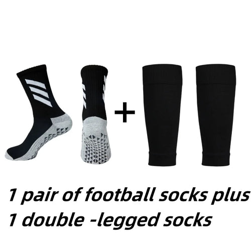 1 pair of non -slip football socks plus 1 pair of breathable football legged socks